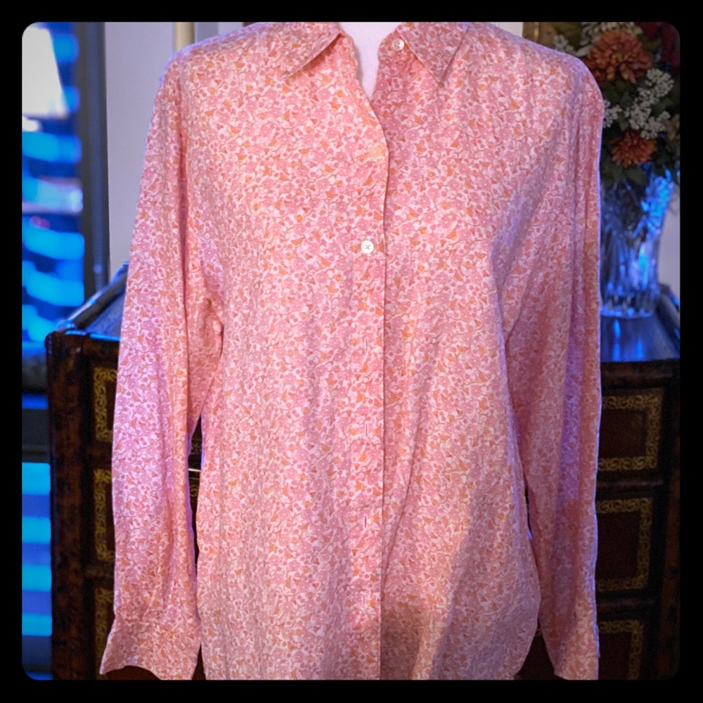 Liz Claiborne Pink Floral Button Down Blouse